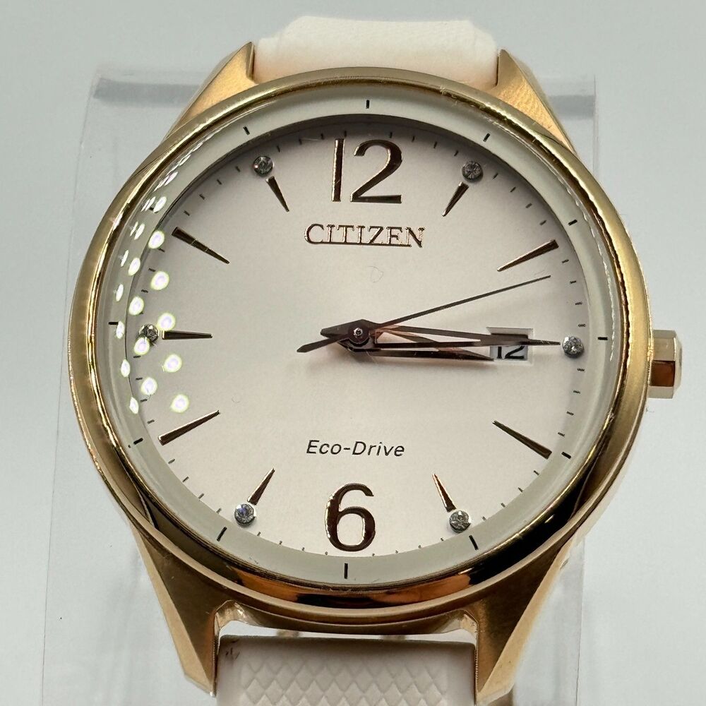 Citizen Chandler FE6103-00A Womens White Crystal Eco-Drive Gold Watch - Picture 7 of 16